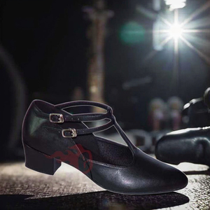 <span class=keywords><strong>Chaussures</strong></span> <span class=keywords><strong>de</strong></span> claquettes professionnelles pour femmes Evkoodance, nouvelle arrivée, <span class=keywords><strong>talon</strong></span> bas <span class=keywords><strong>de</strong></span> 3,0 cm, cuir souple noir avec semelle en daim - Product Image 6