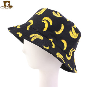 Buena calidad Juding 2020 la nueva mujer Primavera Verano al aire libre Sunbonnet Banana piña estampado <span class=keywords><strong>maceta</strong></span> plegable algodón pescador sombrero - Product Image 2