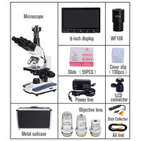 SCIEDU 9-inch LCD Mites Digital Binocular Microscope Medical Laboratory 5MP Electronic Eyepiece LED Light with Lcd Display