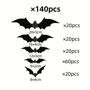 Pegatinas de pared 3D de murciélagos y arañas negras para Halloween transfronterizo, decoraciones para la preparación de escenas de fiesta, pegatinas de juguete - Product Image 5
