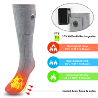 Chaussettes chauffantes montantes personnalisées OEM pour l'hiver, 7,4 V, rechargeables, en coton épais tricoté, avec logo sérigraphié sur mesure pour hommes et femmes