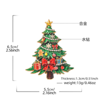 Broche émaillée personnalisée en gros pour sapin de Noël, étoile, boîte cadeau, pain d'épices, Noël, strass, en stock