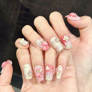 Uñas Postizas Kawaii 3D con Diseño de Mariposa, Oso y Fresa, Reutilizables, Hechas a Mano, Venta al por Mayor, 10 Piezas, Puntas de Uñas Acrílicas - Product Image 6