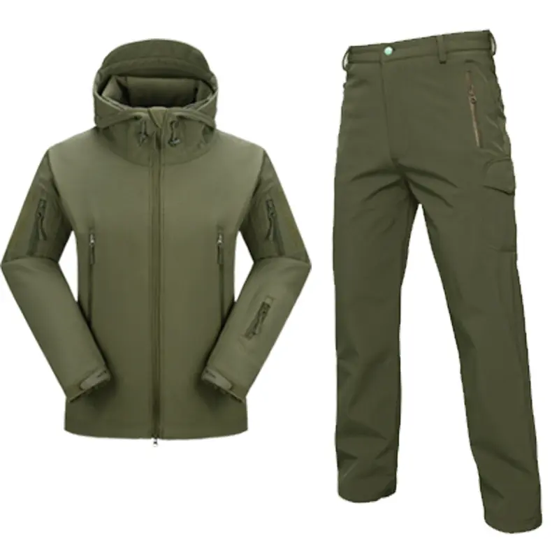 Men's Warm Tactical Sport Fleece Hoodie Jacket Fall Winter Soft Polar Fleece Coat Jacket and Pant