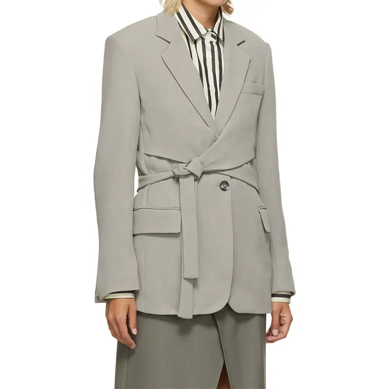 OUDINA Dekonstruiertes Design im europäischen Stil Damen anzug Blazer Cross Lace Up Fashion Einfache Blazer für Damen