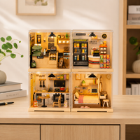 Kit de maison de poupée miniature en bois à assembler soi-même, puzzle 3D, avec éclairage et scène, cadeau miniature - Grande Vente