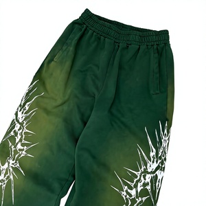 ZRROPS INDUSTRY Green <b>Jogger</b> Pants <b>White</b> Skulls Print Mid Waist Waterproof Elastic Full Length Stretch Knitted Fabric Spring - Product Image 3