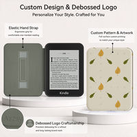 Azzsy Custom Magnetic E-Reader Case Protective Cover PU Leather Kindle Case Dengan Tali Pegangan Auto Sleep Wake