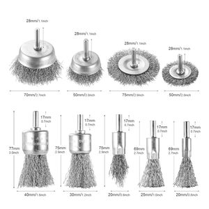 Kit de brosses métalliques pour perceuse, 9 pièces, avec tiges de 1/4 po, revêtement laiton, 50-100 mm, pour décapage de rouille - Product Image 2