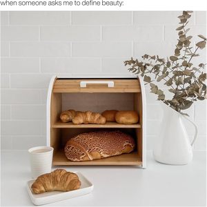 Caja de Almacenamiento de Pan de Bambú con Tapa Abatible y Asa, Rectangular, Estilo Nórdico, para Uso en la Cocina o Escritorio - Product Image 4