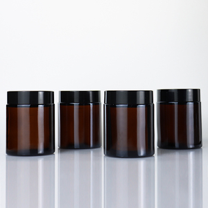 Rỗng 50Ml 100Ml 250Ml 500Ml Rõ Ràng Hổ Phách Nến Thủy Tinh Jar Với Màu Đen Vàng Nhôm Kim Loại Có Nắp Đậy - Product Image 6