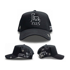 כובעי בייסבול רקומים 5 פאנלים דגם G5 איכות OEM/ODM, כובעי דאנדי X סאד בויז, כובעי זמש עם זקן לגברים - Product Image 1