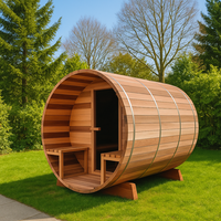 Sauna Exterior Moderna de Cedro Rojo Claro de Alta Calidad para 7 Personas, con Calefacción Eléctrica y Panel de Control Computarizado para Villas