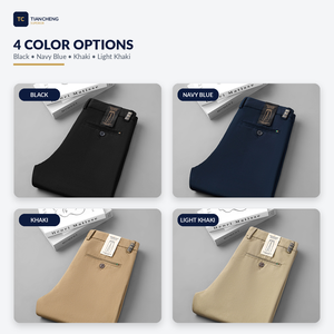 <span class=keywords><strong>Pantaloni</strong></span> Chino da <span class=keywords><strong>Uomo</strong></span> Casual Business, Gamba Dritta, in Misto Cotone Elasticizzato, Vestibilità Regolare, Vita Media, Personalizzabili OEM - Product Image 3