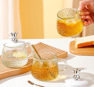 Taza de Vidrio con Tapa de Oso, Ecológica, con Cuchara, para Fiestas, Hogar, Té, Jugo, Regalo Hecho a Mano, Botella de Agua - Product Image 5