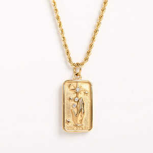 Collar de <span class=keywords><strong>Tarot</strong></span> con Estilo Retro Europeo Americano, Chapado en Oro de 18K, con Diseño de Goteo de Aceite, Colgante Geométrico en Forma de Cruz de Acero Inoxidable para Mujer - Product Image 4