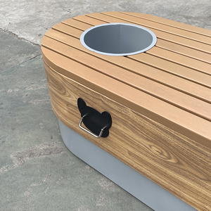 Dễ thương Pet Logo băng ghế dự bị vườn thép không gỉ & gỗ chỗ ngồi thiết kế băng ghế dự bị với hoa trồng cả hai bên cho trung tâm mua sắm ngoài trời - Product Image 6