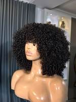 Perruque courte bouclée sans colle, prête à porter, de qualité supérieure, fabriquée à la machine, en cheveux humains vietnamiens, longueur moyenne, 14 pouces