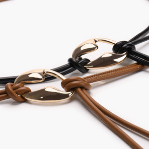 <span class=keywords><strong>Ceinture</strong></span> fine nouée pour <span class=keywords><strong>femme</strong></span> en cuir PU, double cordon, avec boucle en alliage pour robes - Product Image 3