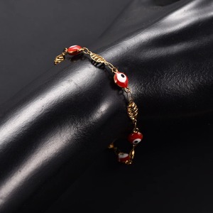 Pulsera de Acero Inoxidable de 6mm con Ojo Turco y Eslabones de Escarabajo, Cadena de Mano para Mujer/Niña, Brazalete de Color Dorado, Tobilleras, Joyería Metálica - Product Image 4