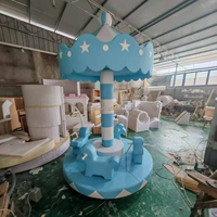 Manège de jeu souple, carrousel bleu et blanc, équipement de jeu rotatif pour enfants pour garderie, école maternelle, location pour fête d'anniversaire