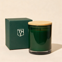 Pots à bougie en verre personnalisés de 10oz 12oz Bougeoirs en verre vert vides de luxe Pots à bougie en verre avec couvercles et boîtes