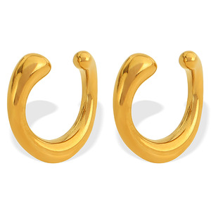 <b>Clip</b>-on Earrings Gold C-shaped Round Design For Non-Pierced Ears Fashion Jewelry - Product Image 5