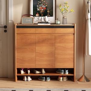 Mueble zapatero moderno minimalista de madera maciza, ahorrador de espacio, para la entrada, ideal para apartamentos pequeños. - Product Image 2