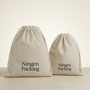 Biodegradable Recyclable Bamboo Linen Drawstring <b>Bag</b> Custom Logo Custom Color Jewelry Skincare Apparel Gift Packaging Eco - Product Image 2