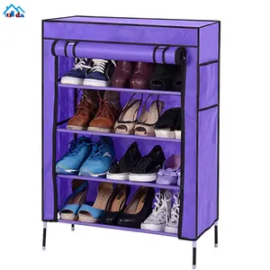 Amazing shoe rack de Metal sapateira dobrável montar plástico barato por atacado preto empilhável shoe rack de pé ajustável