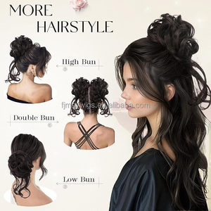 Fibre synthétique de qualité supérieure longue queue perruque bouclés ondulés cheveux chignon Extensions Offre Spéciale désordonné chouchous femmes bande élastique - Product Image 3