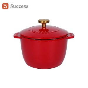 <span class=keywords><strong>Cocotte</strong></span> <span class=keywords><strong>en</strong></span> <span class=keywords><strong>fonte</strong></span> <span class=keywords><strong>émaillée</strong></span> de luxe rouge cerise avec bouton doré, ustensile de cuisson haut de gamme pour les fêtes, vente <span class=keywords><strong>en</strong></span> gros usine - Product Image 2