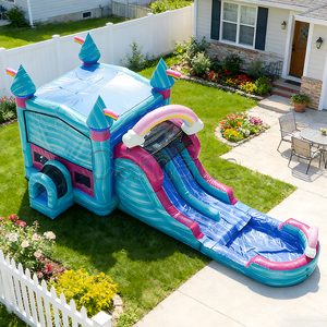 Structure gonflable combinée avec toboggan aquatique, château gonflable coloré pour l'extérieur, jeux de fête foraine pour enfants, maison gonflable pour fêtes - Product Image 1