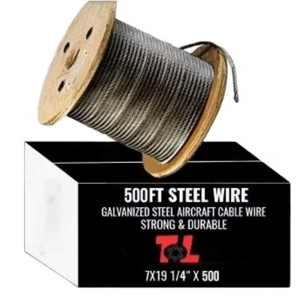Tianli Galvanized Steel Aircraft Cable 2.0-10mm 1*19 7x7 7x19 Bright&Smooth Surface 0.03mm Tolerance Steel Wire Rope for Crane