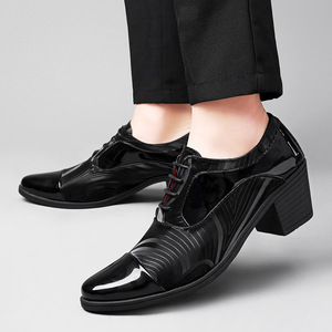 2022 automne hommes hauteur augmentant chaussures en cuir avec bout fermé PU semelle intérieure discothèque barbier pompes Studio pointu talons hauts - Product Image 5