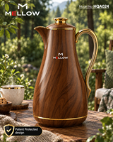 Carafe à café isotherme Pristine OEM 1.0L gris nacré, lignes fluides, ABS, avec revêtement en verre, poignée foncée, bouton rond, pour le bureau