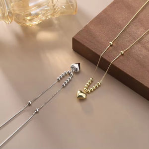 قلادة نسائية عصرية من YFN قلادة بدلاية على شكل قلب فضي مطلية بالروديوم لحفلات الزفاف والاحتفالات - Product Image 3