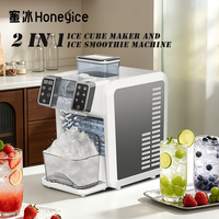 HONEYICE Machine à glace pilée et à glaçons automatique 2-en-1 pour usage domestique, capacité 25 kg, 110V/220V, certifiée CE/ETL/GS, pour cocktails