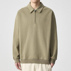 Sweat-shirt pour homme en coton 100% décontracté et tendance, ample, uni, avec fermeture éclair, logo personnalisé imprimé - Product Image 2