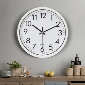 Promotion 12 pouces moderne classique Quartz horloge murale simple face <span class=keywords><strong>numérique</strong></span> personnalisé cadre noir <span class=keywords><strong>cadran</strong></span> blanc conception silencieuse pour la maison - Product Image 4