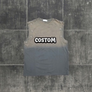 Camiseta sin mangas para hombre, estilo urbano, con estampado de letras, tejido de punto, hombros caídos, 100% algodón, 280g, alta calidad, venta al por mayor, personalizada - Product Image 5