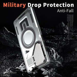 Housse en alliage pour appareil photo PC + TPU Armor Design Wireless Charge Phone Case for S25 Ultra/S24U/S23U Drop-Resistant Magnetic Ring - Product Image 3