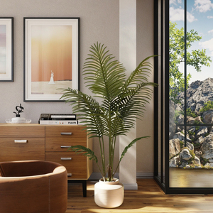 Palma artificiale in plastica eco-compatibile resistente altezza 120CM bella pianta decorativa interna - Product Image 4