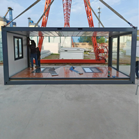 Maison conteneur pliable de 20 pieds, modulaire, écologique, économe en énergie, avec mur-rideau en verre moderne, pour bureau extérieur