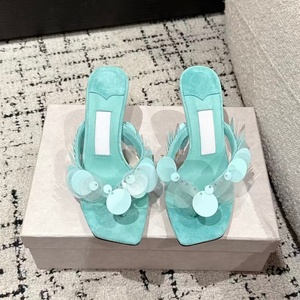 Chaussures de créateur en cuir véritable, luxe léger, élégantes, avec décoration tridimensionnelle, sexy, antidérapantes, intemporelles, pour femme, à talon haut - Product Image 1