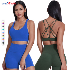 Soutien-gorge de yoga à bretelles croisées dans le dos pour femmes avec logo personnalisé Soutien-gorge de sport push up pour filles de gymnastique - Product Image 1
