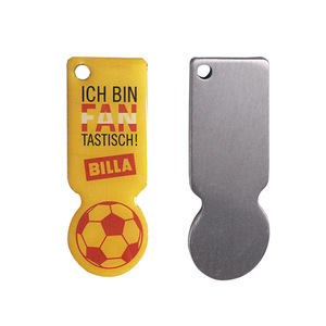 Porte-clés décapsuleur en acier inoxydable avec jeton <span class=keywords><strong>de</strong></span> chariot <span class=keywords><strong>de</strong></span> courses Euro, personnalisable avec logo, cadeau promotionnel - Product Image 4