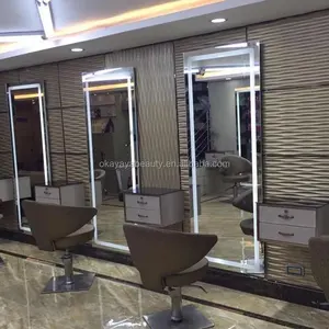 Nội Thất Saloon Hiện Đại Trạm Tóc Thiết Bị Salon Thẩm Mỹ Viện Gương Tường Led Salon Gương