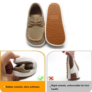 Babyhappy Latest Design Minimalist Kids Fashion Slip-on Casual Plain Leather Shoes Anti-Slip Barefoot Ergonomic Casual Shoes