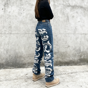 Streetwear Pantalon en jean personnalisé pour pantalons pour hommes Impression Baggy Wash Denim Pantalon en lambeaux empilés de grande taille Jeans pour hommes - Product Image 6